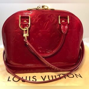 LV LV Women Alma BB Handbag in Metallic Monogram Vernis Patent  Leather-Silver in 2023